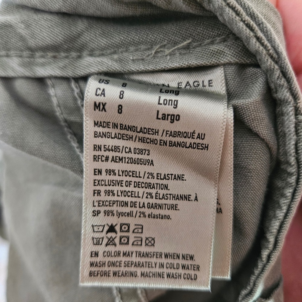 American Eagle Super High Rise Baggy Wide Leg Cargo Pants Women's 8 Long Utility - Picture 11 of 12